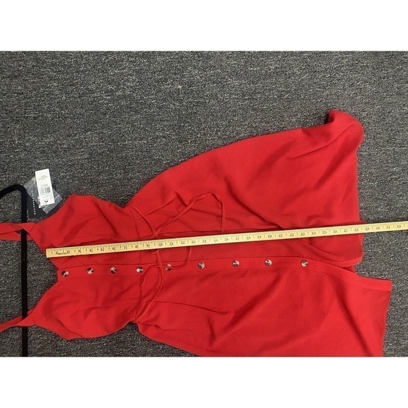 NWT I.N. San Francisco Dress - Size Small - Red - Buttons - Tie in Front - Picture 6 of 7